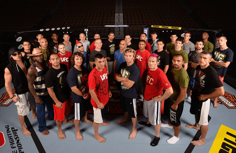 A group of UFC fighters in the octagon