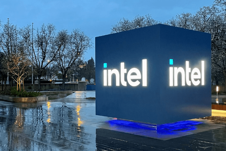 Intel logo with text "Intel - Diversifying into Graphics Processing Units"