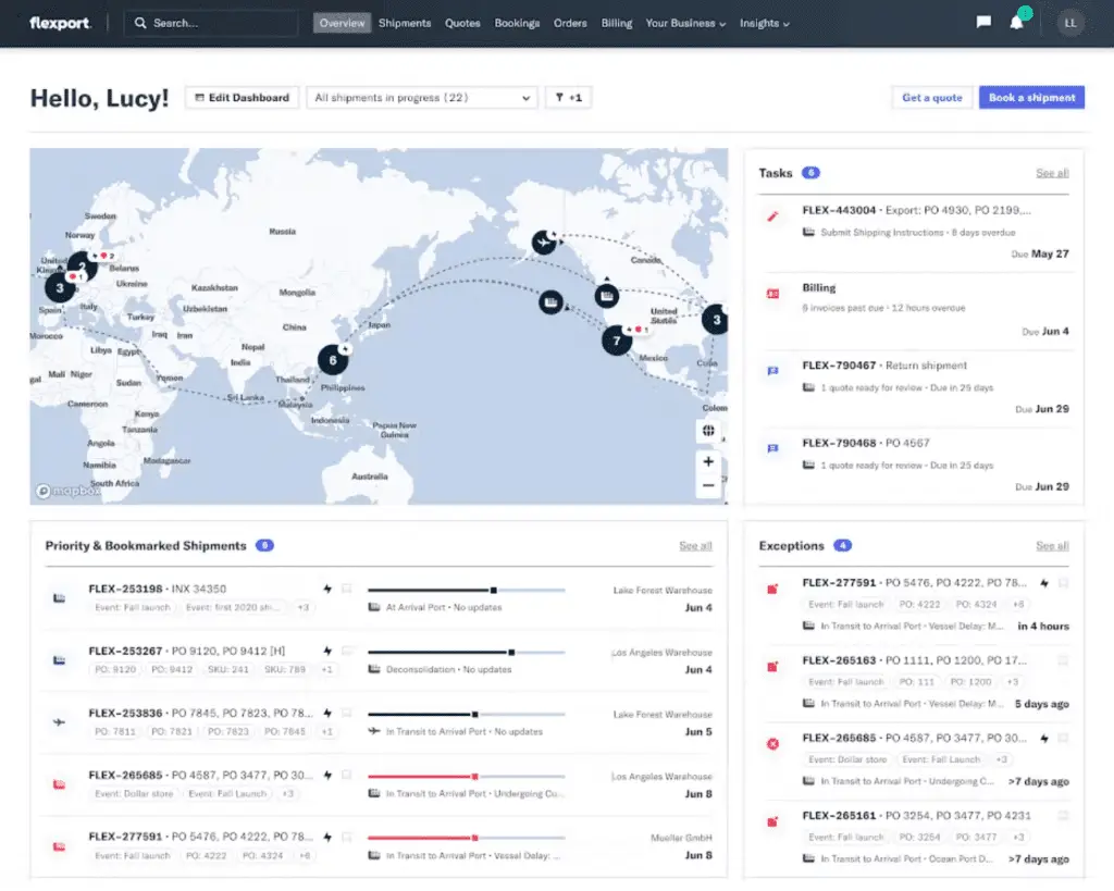 Flexport dashboard