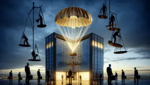 Illustration depicting the role of golden parachutes in corporate strategy
