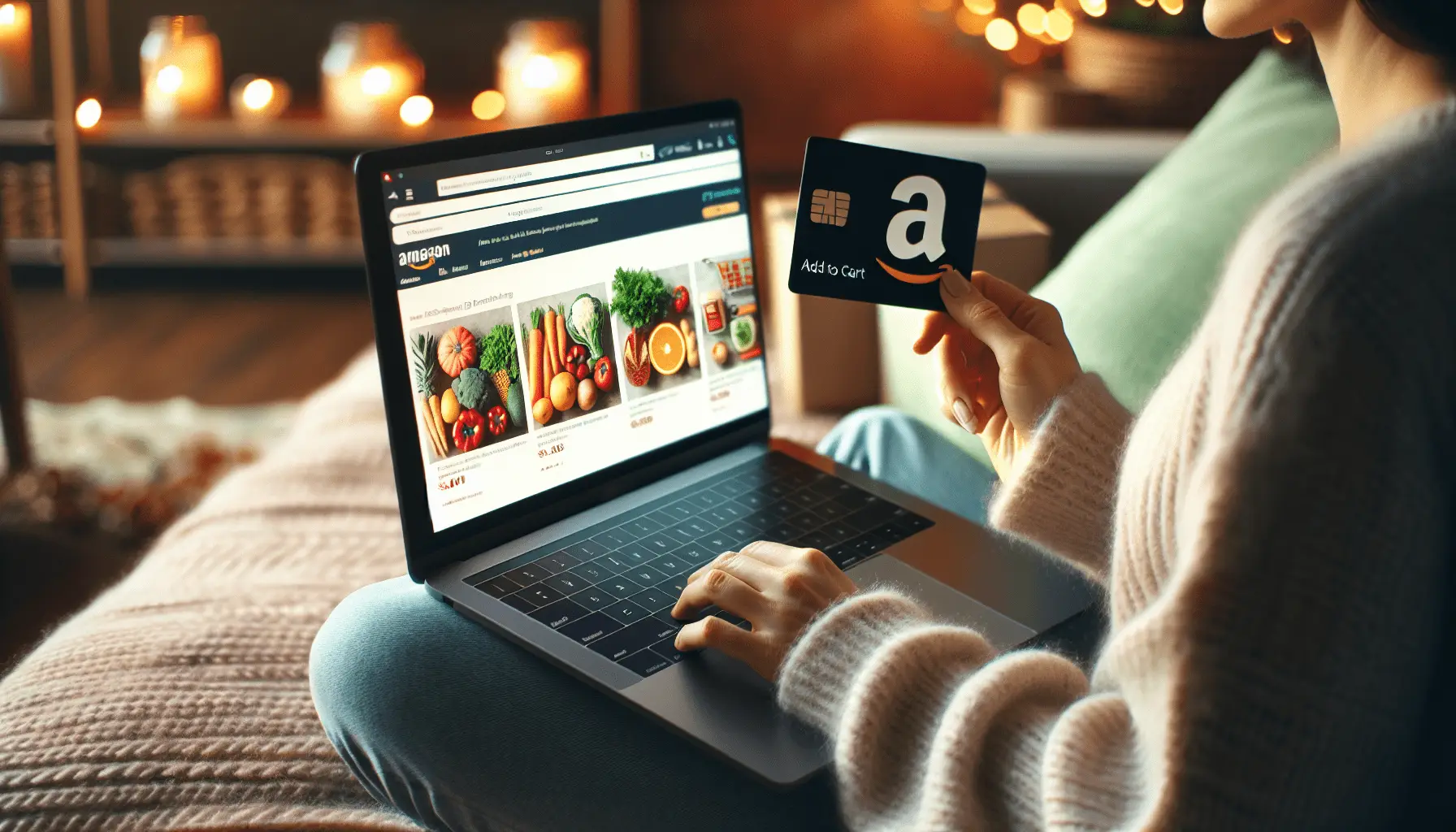 Person shopping for groceries online