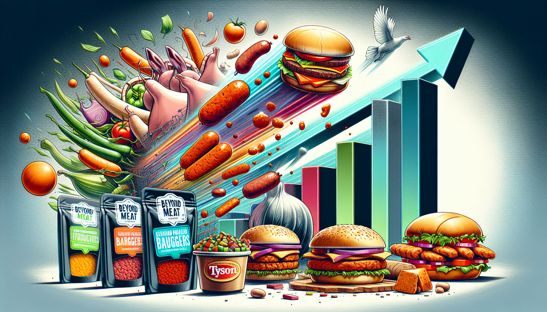 Illustration of Beyond Meat and Tyson Foods products