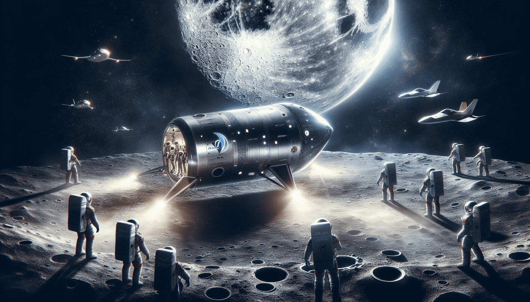 Artistic representation of a lunar exploration mission