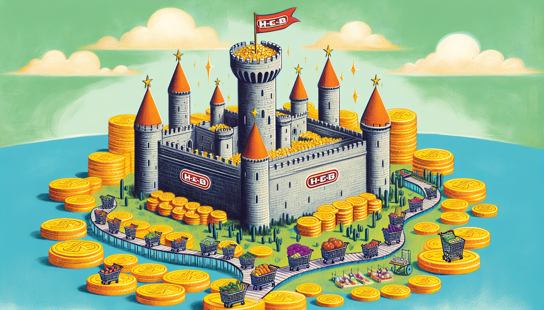 Artistic depiction of H-E-B's robust financial performance and market position