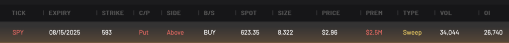 SPY 593P expiring 8/15/2025