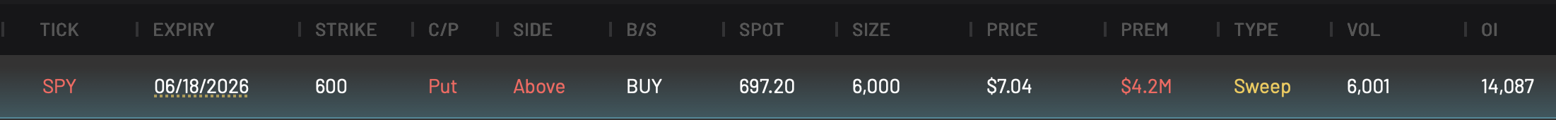 SPY 600P expiring 6/18/2026